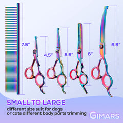 Gimars tijeras con punta redonda, seguridad para evitar lesiones durante el grooming.