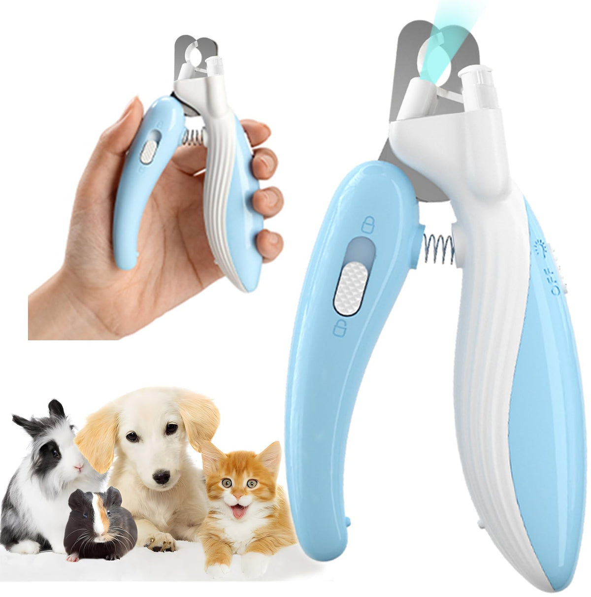 Ginalaia corta uñas para gato y perro con luz, facilita ver la linea de sangre.