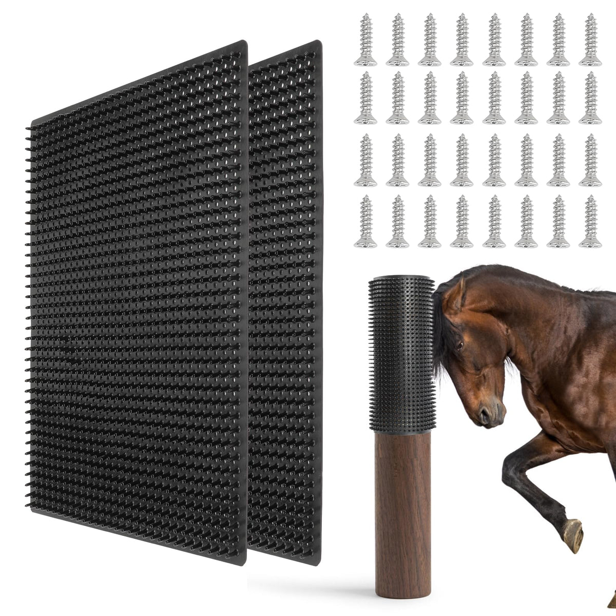 Rascador GINDOOR para caballos con superficie texturizada suave para rascarse.