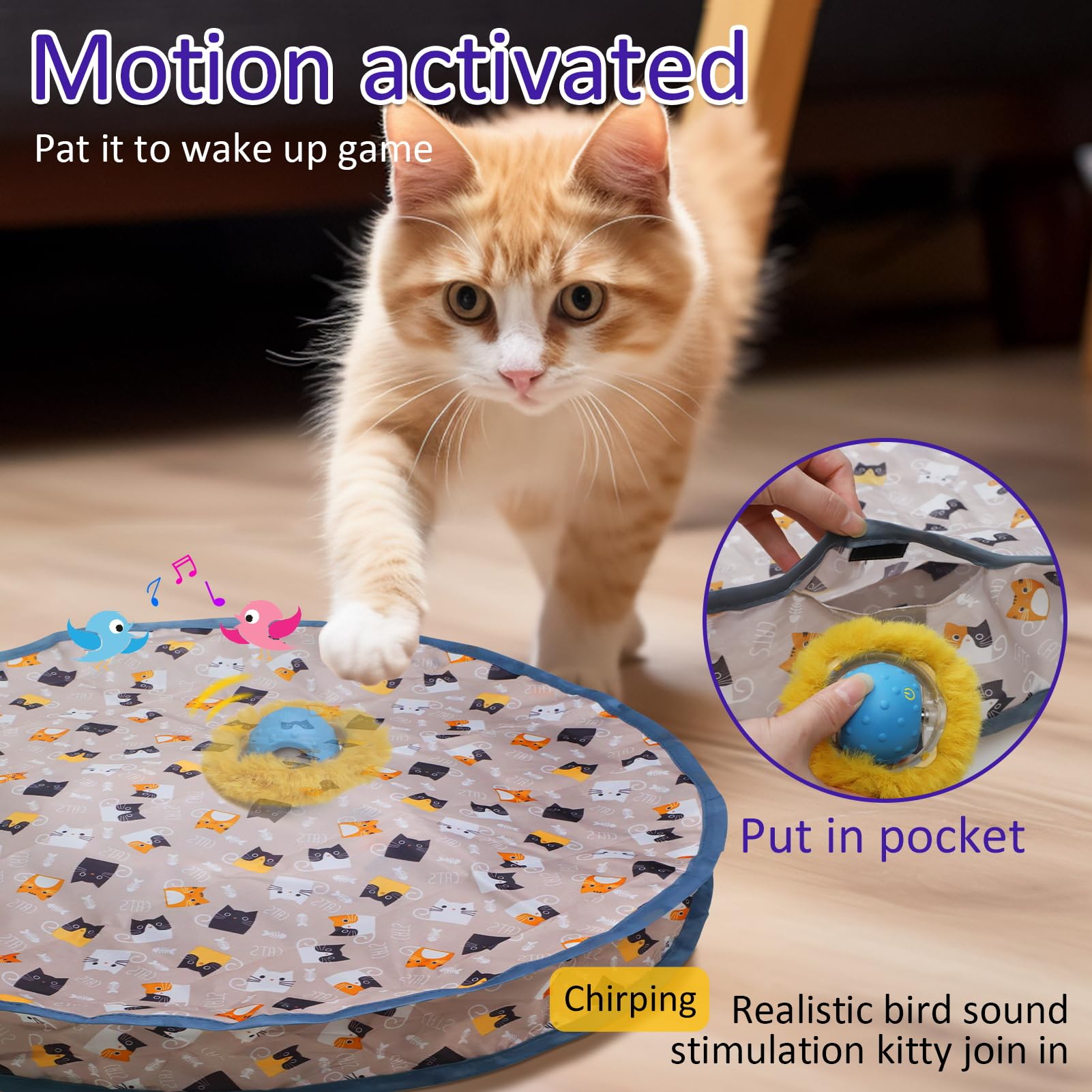 Giociv bola interactiva, gato tocando la bola para despertar el juego dentro de la bolsa.