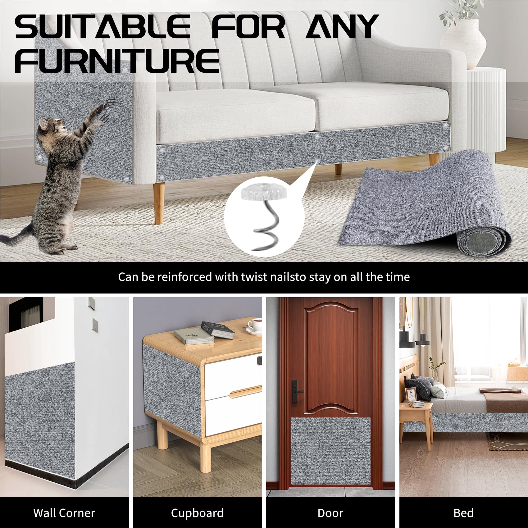 Giomre cubre muebles para rascado de gato, gris claro