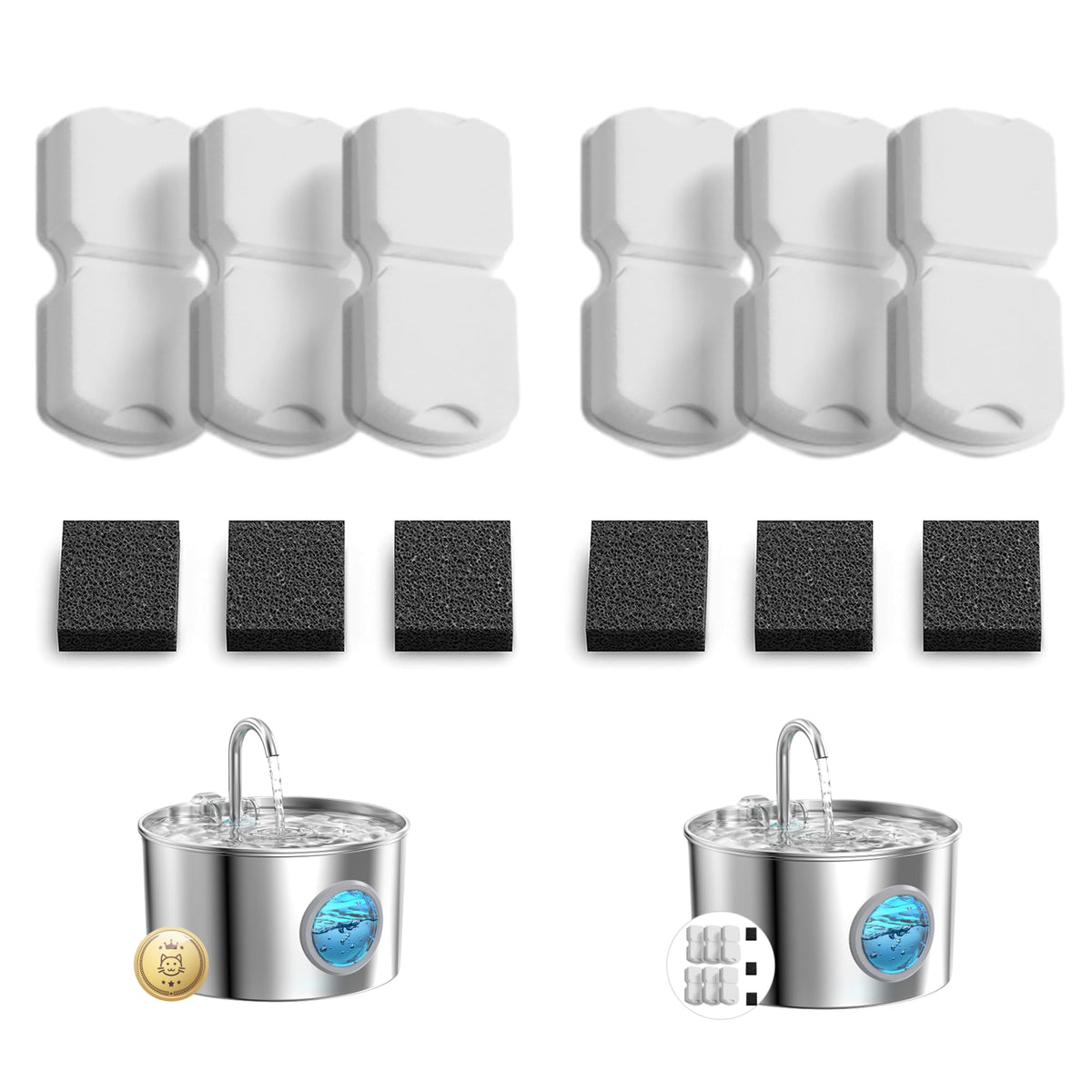 GIOTOHUN S11 bebedero para gatos con 12 filtros para agua limpia.