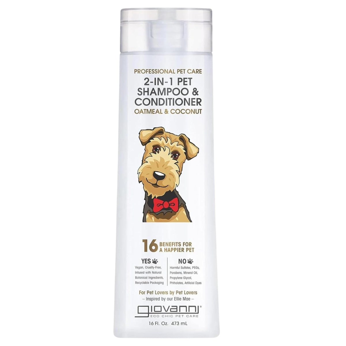GIOVANNI 2 en 1 para perros y gatos, champú y acondicionador, limpieza suave.