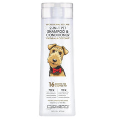 GIOVANNI 2 en 1 para perros y gatos, champú y acondicionador, limpieza suave.