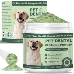 Frasco de GIOVARA polvo dental para perros facilita el cuidado bucal diario.