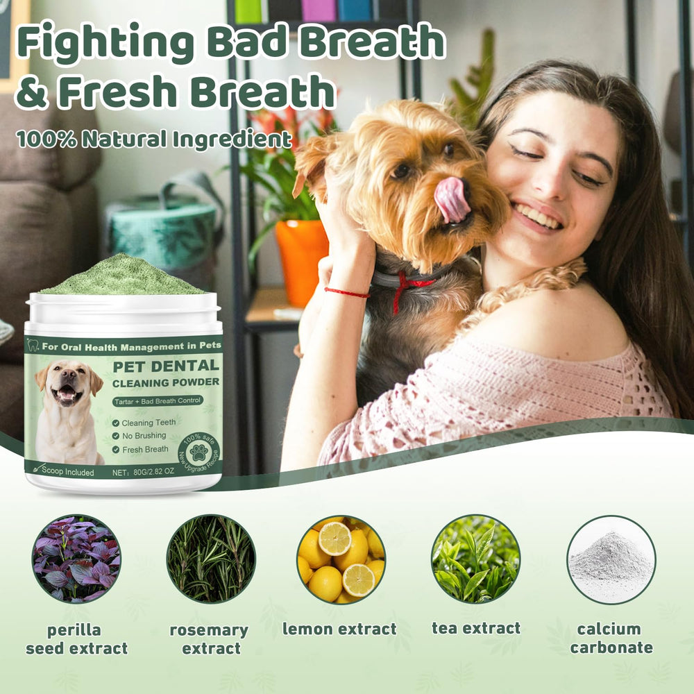 GIOVARA polvo dental para perros ofrece limpieza profunda entre dientes.