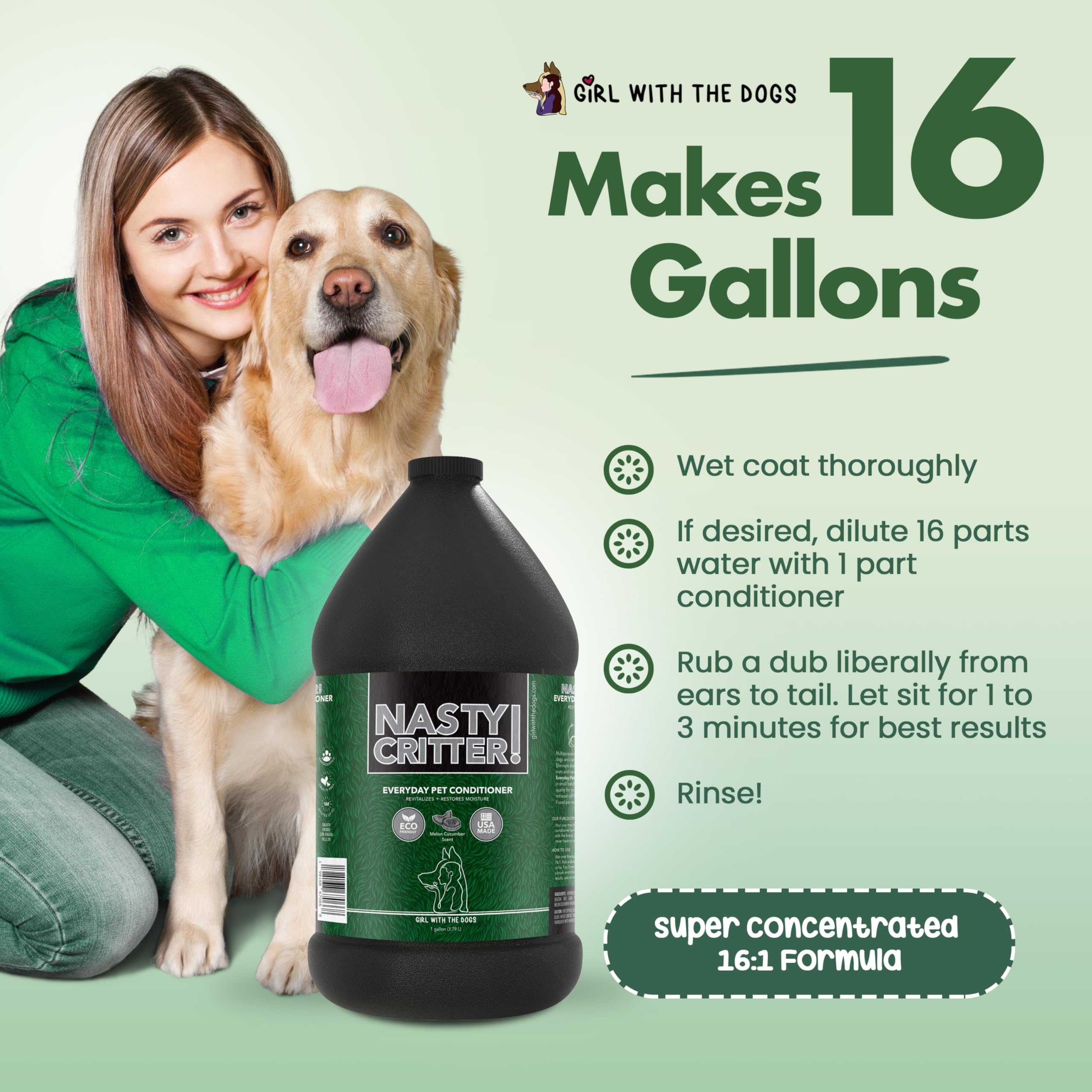Nasty Critter! de Girl With The Dogs, dilución en agua para solución económica de cuidado.