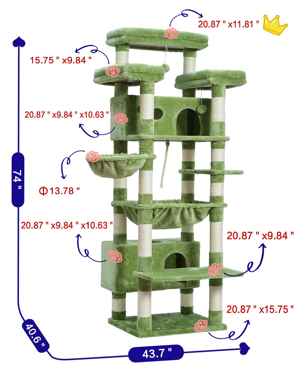 Gitelsnour árbol gato 74 pulgadas cesta de sueño para siestas seguras.