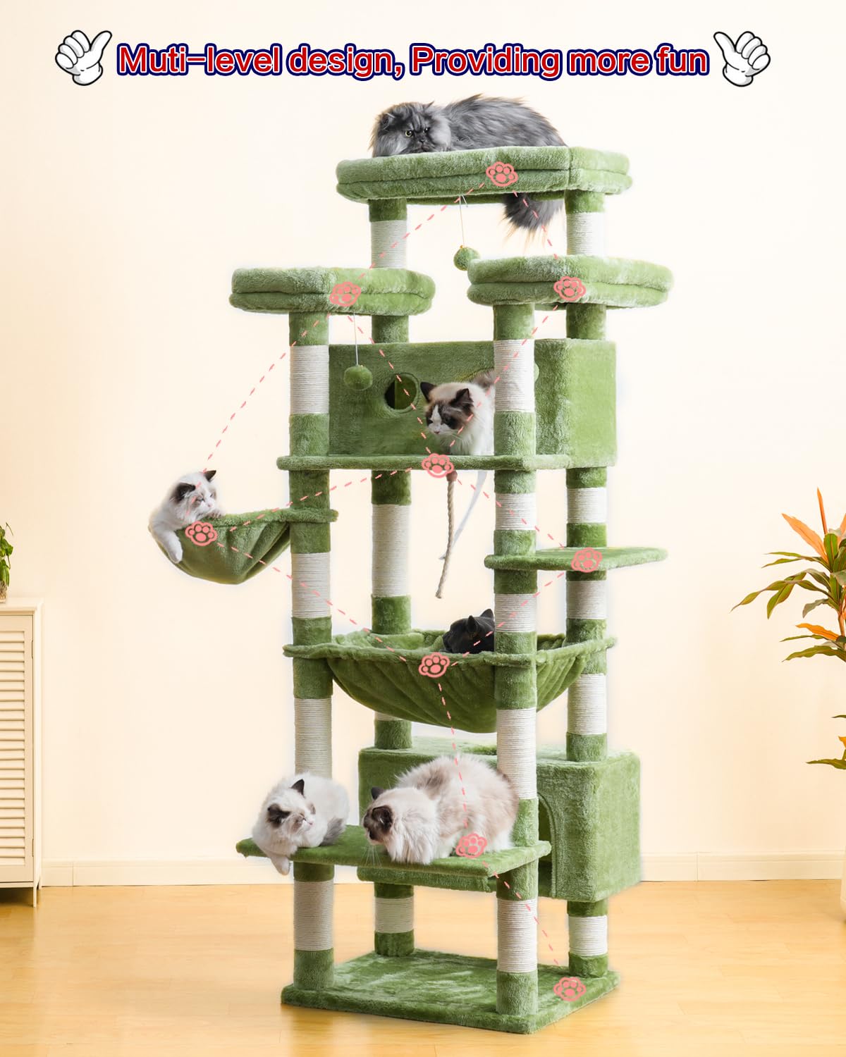 Gitelsnour árbol gato 74 pulgadas juguete bola para juego activo.