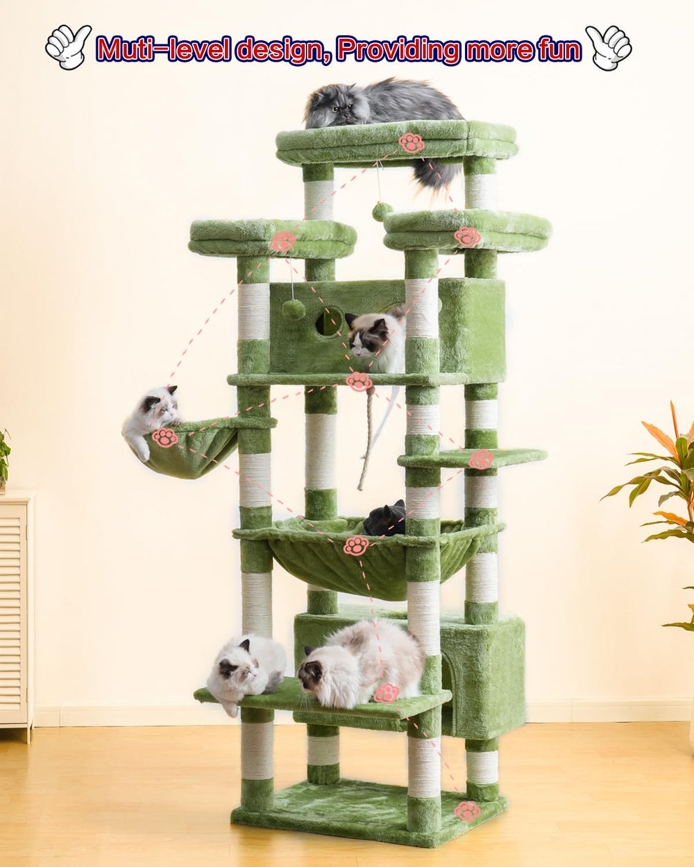 Gitelsnour árbol gato 74 pulgadas juguete bola para juego activo.