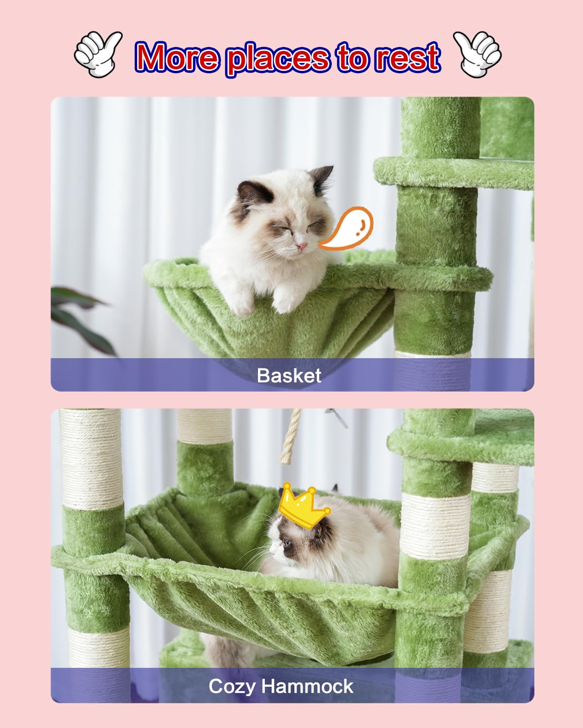 Gitelsnour árbol gato 74 pulgadas postes rascado de sisal para arañar.
