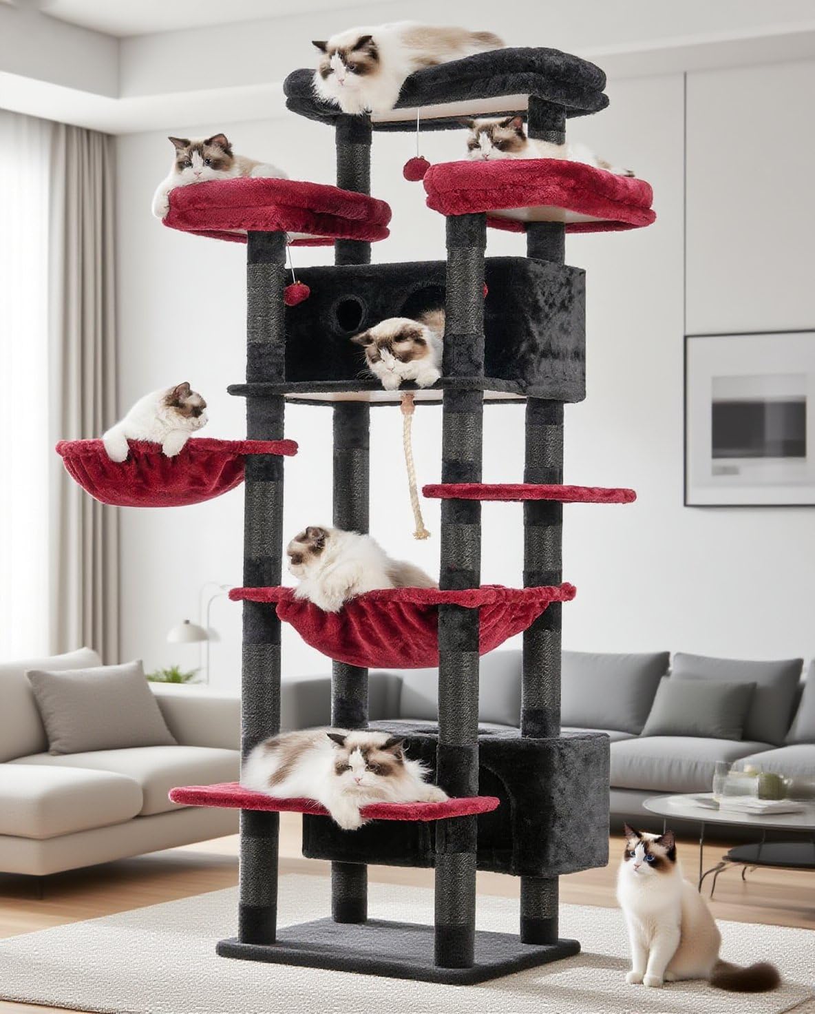 Gitelsnour arbol-gato grande 74 pulgadas: torre estable para felinos adultos