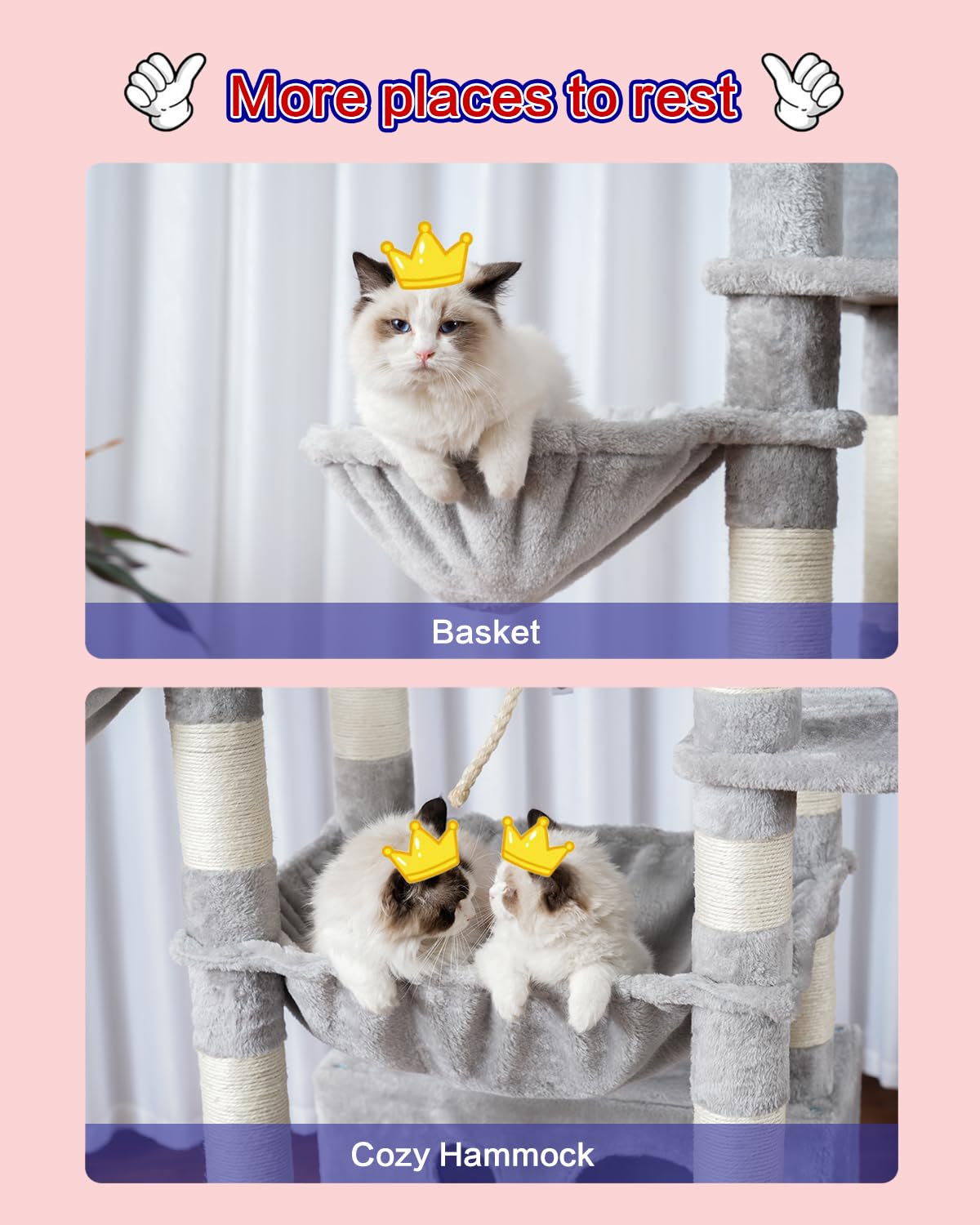 Gitelsnour arbol-gatos 74 pulgadas hamaca suave para dormir
