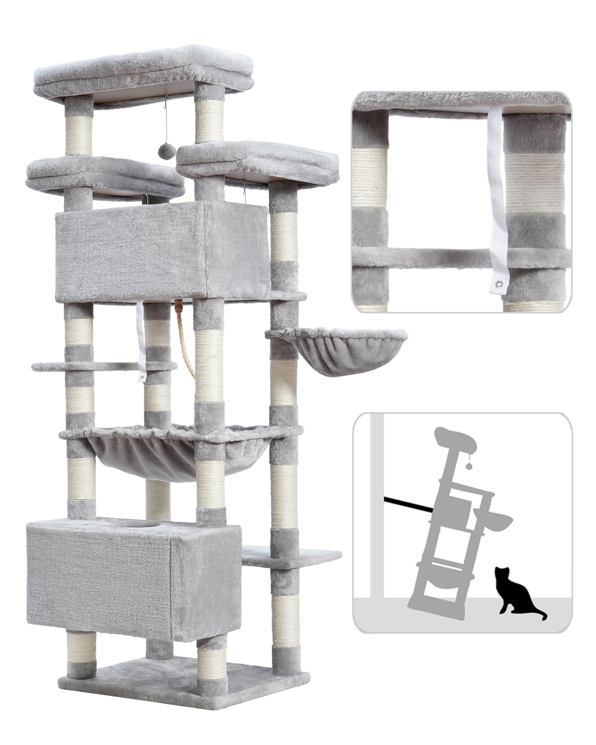 Gitelsnour arbol-gatos 74 pulgadas montaje fácil paso a paso