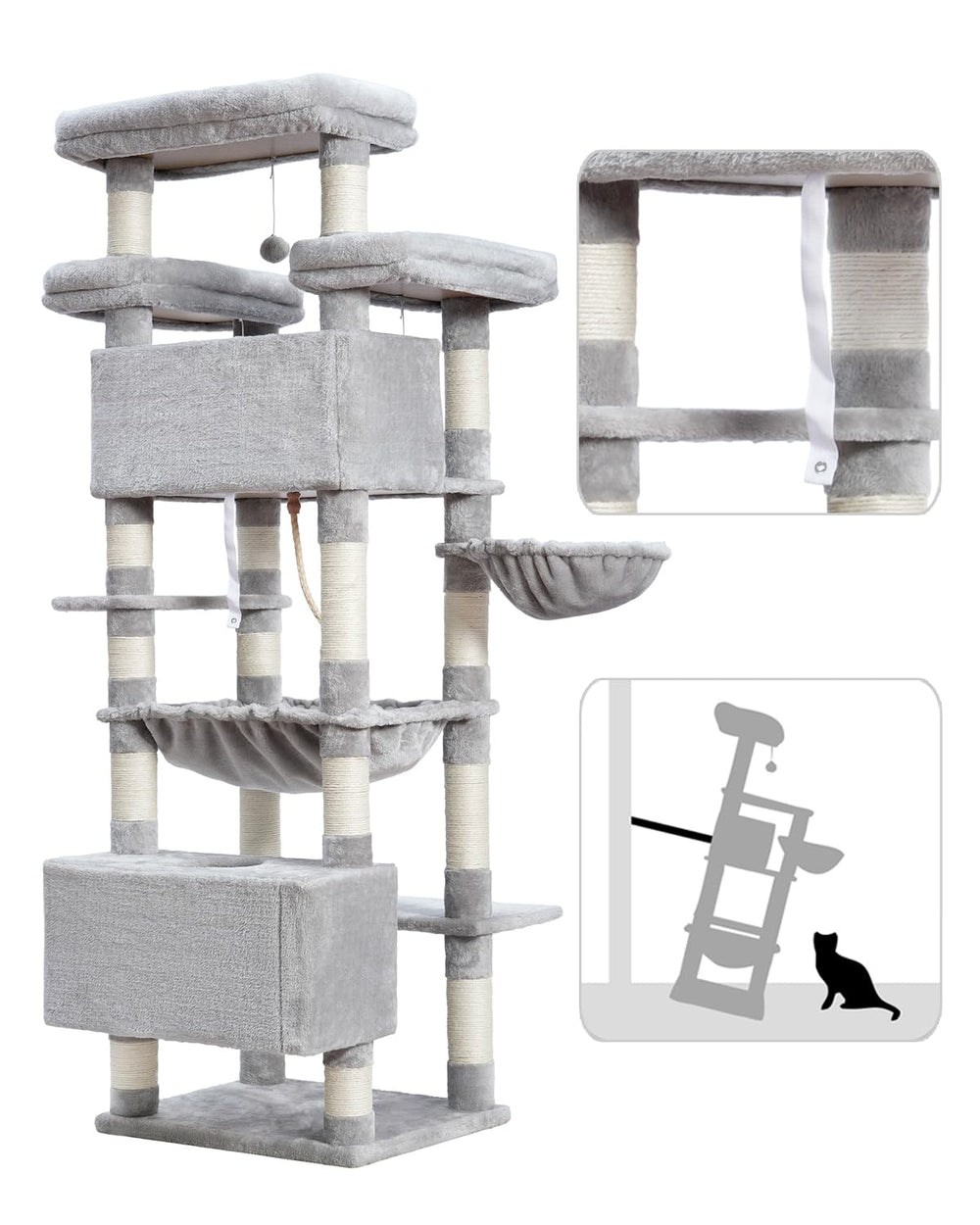 Gitelsnour arbol-gatos 74 pulgadas montaje fácil paso a paso