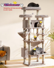 Gitelsnour torre para gatos con tres plataformas superiores para observar desde arriba.