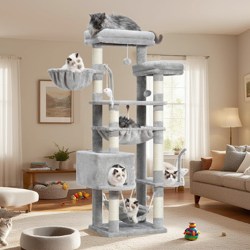 Gitelsnour árbol para gatos: diseño en gris claro para interiores.