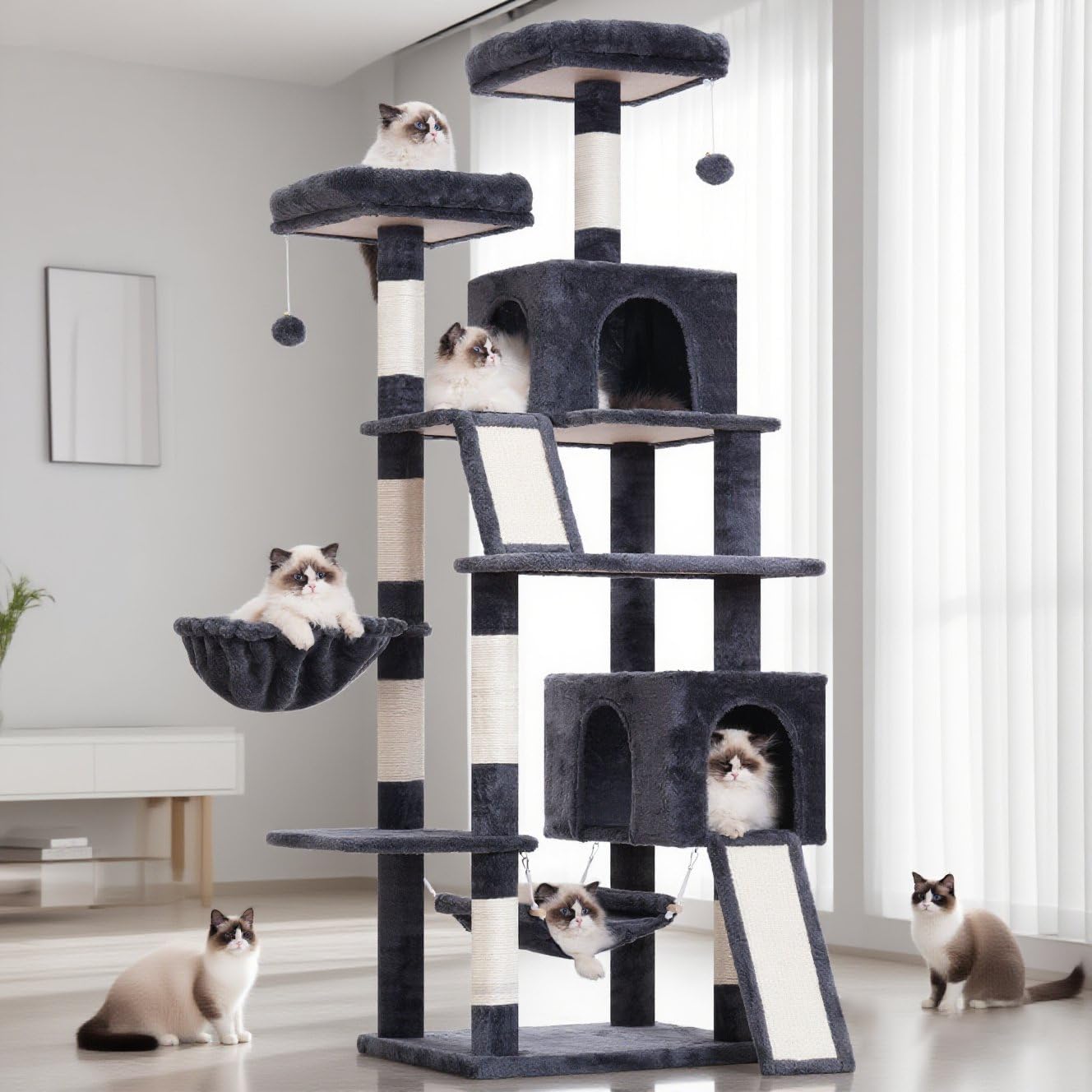 Gitelsnour árbol gatos 71 bolas colgantes para juego interactivo.