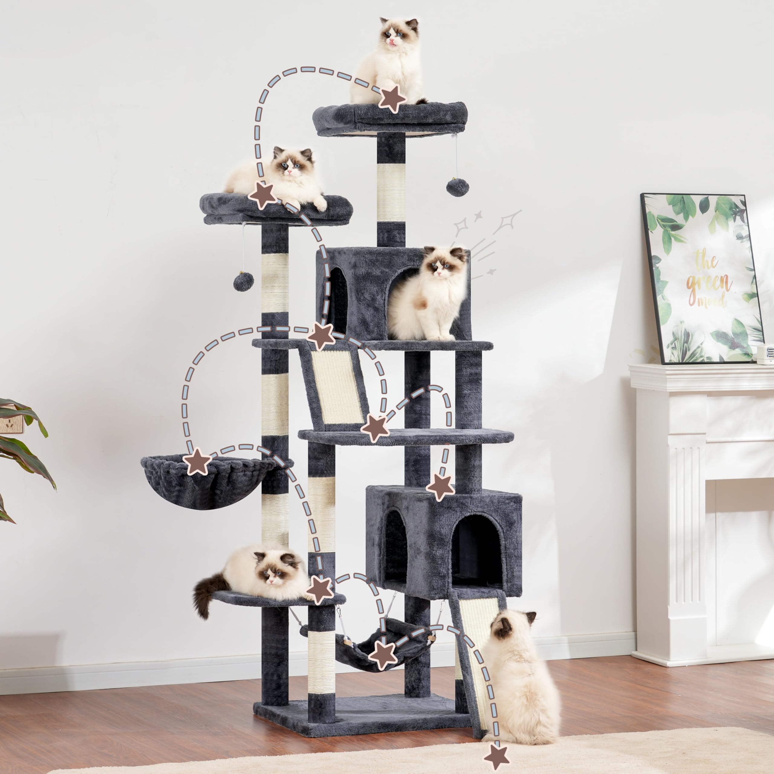 Gitelsnour árbol gatos 71 postes de sisal para rascar.