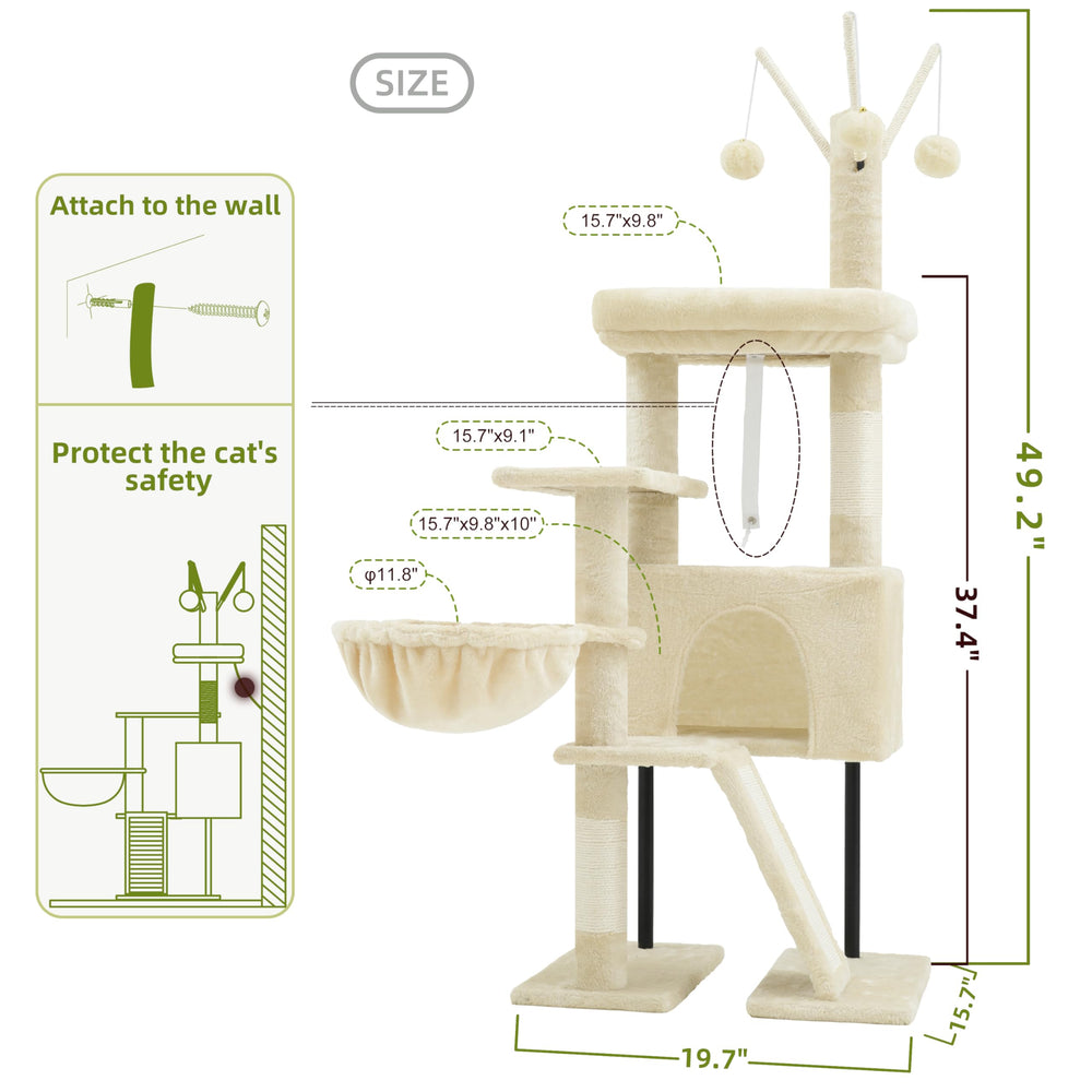 Gitelsnour árbol para gatos, cesta colgante segura con anillo interior de acero.