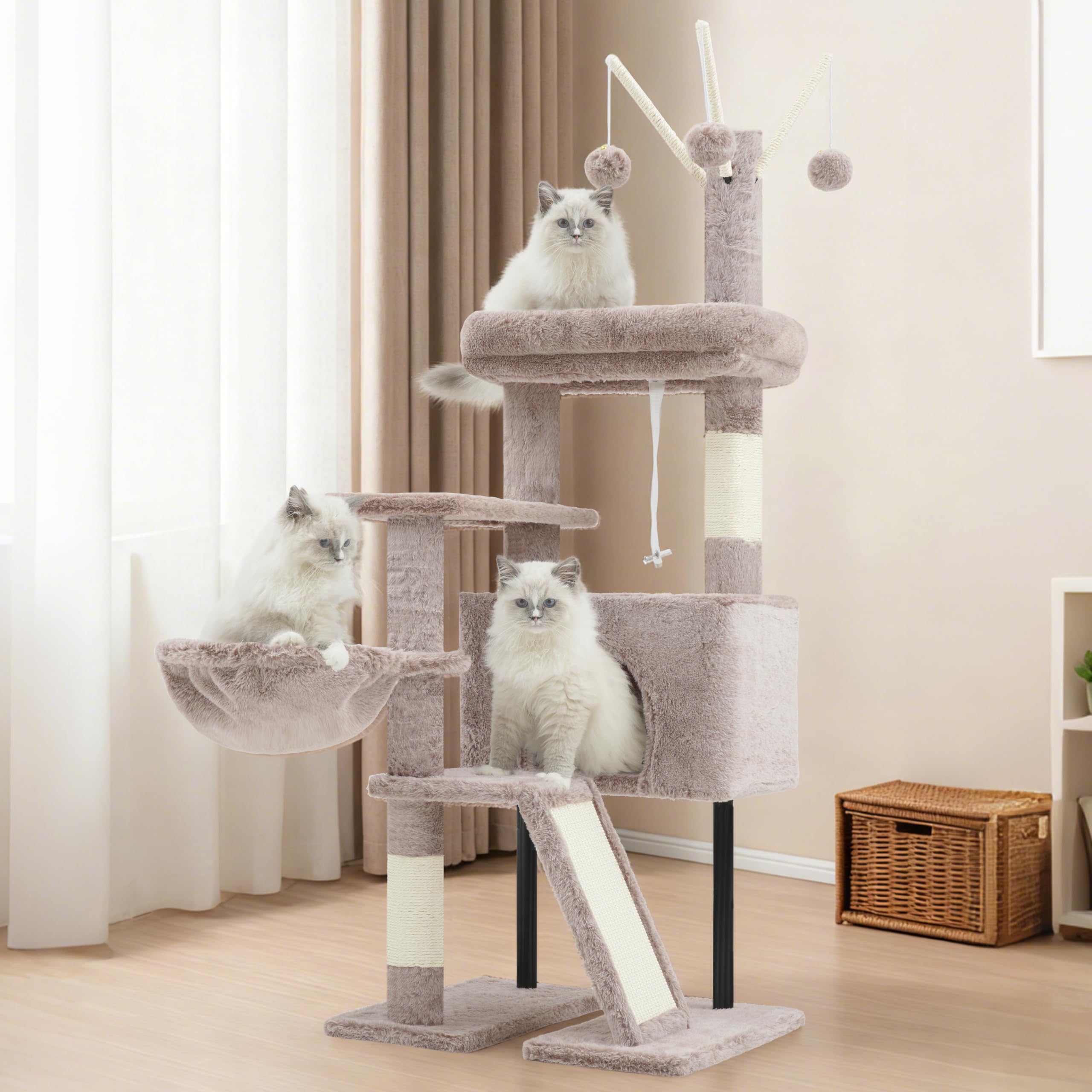 Gitelsnour Arbol Gatos Interior: dispositivo anti-vuelco para fijar a la pared y evitar movimientos.