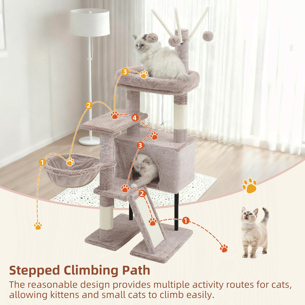 Gitelsnour Arbol Gatos Interior: juguetes-bolas colgantes para juego y exploración.