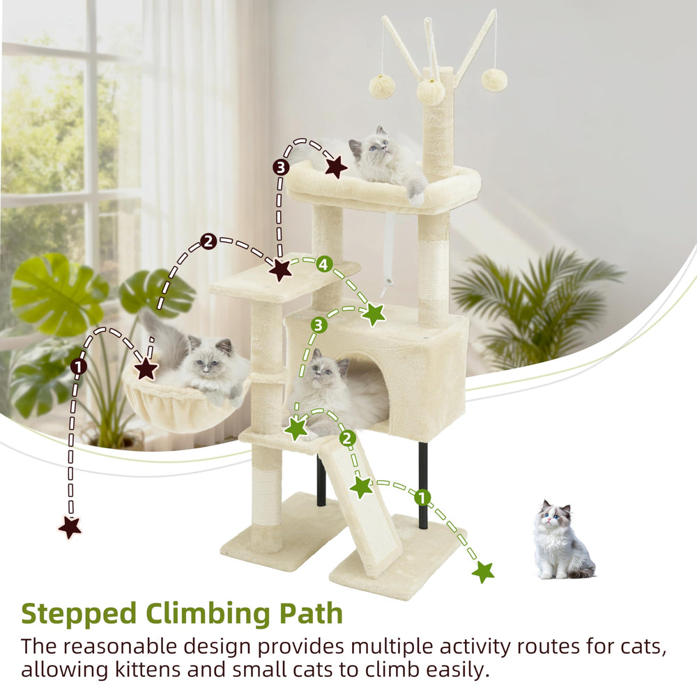 Gitelsnour árbol para gatos, juguetes colgantes de felpa para juego activo.