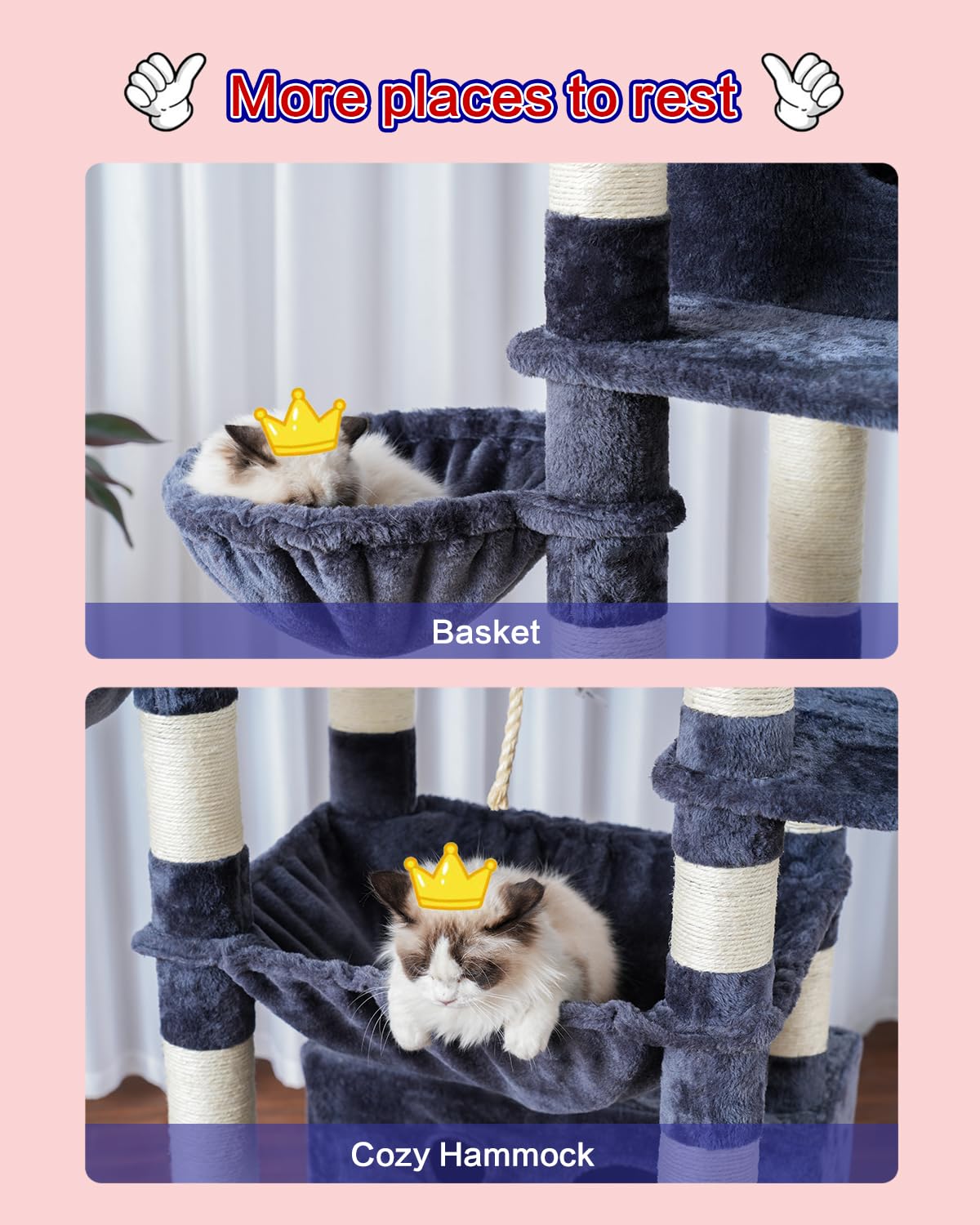 Gitelsnour árbol para gatos, postes de sisal para arañar y mantener uñas sanas.