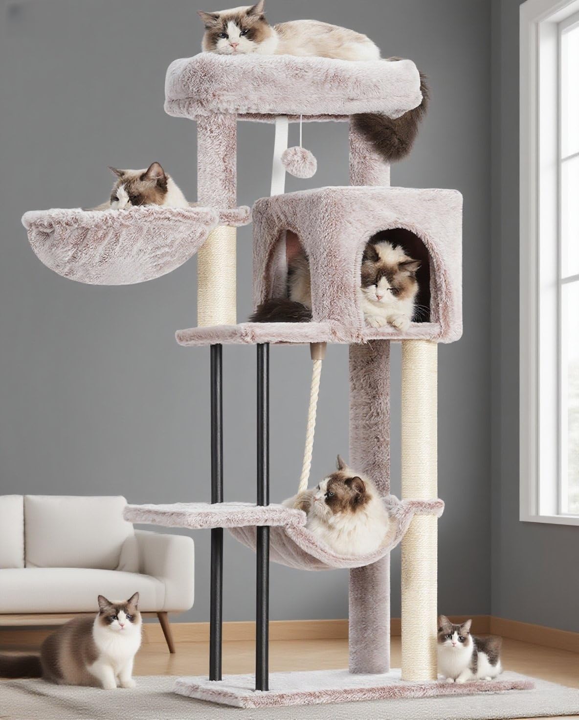 Gitelsnour arbol-gatos-interior-torre: estructura estable para juego y descanso seguro.