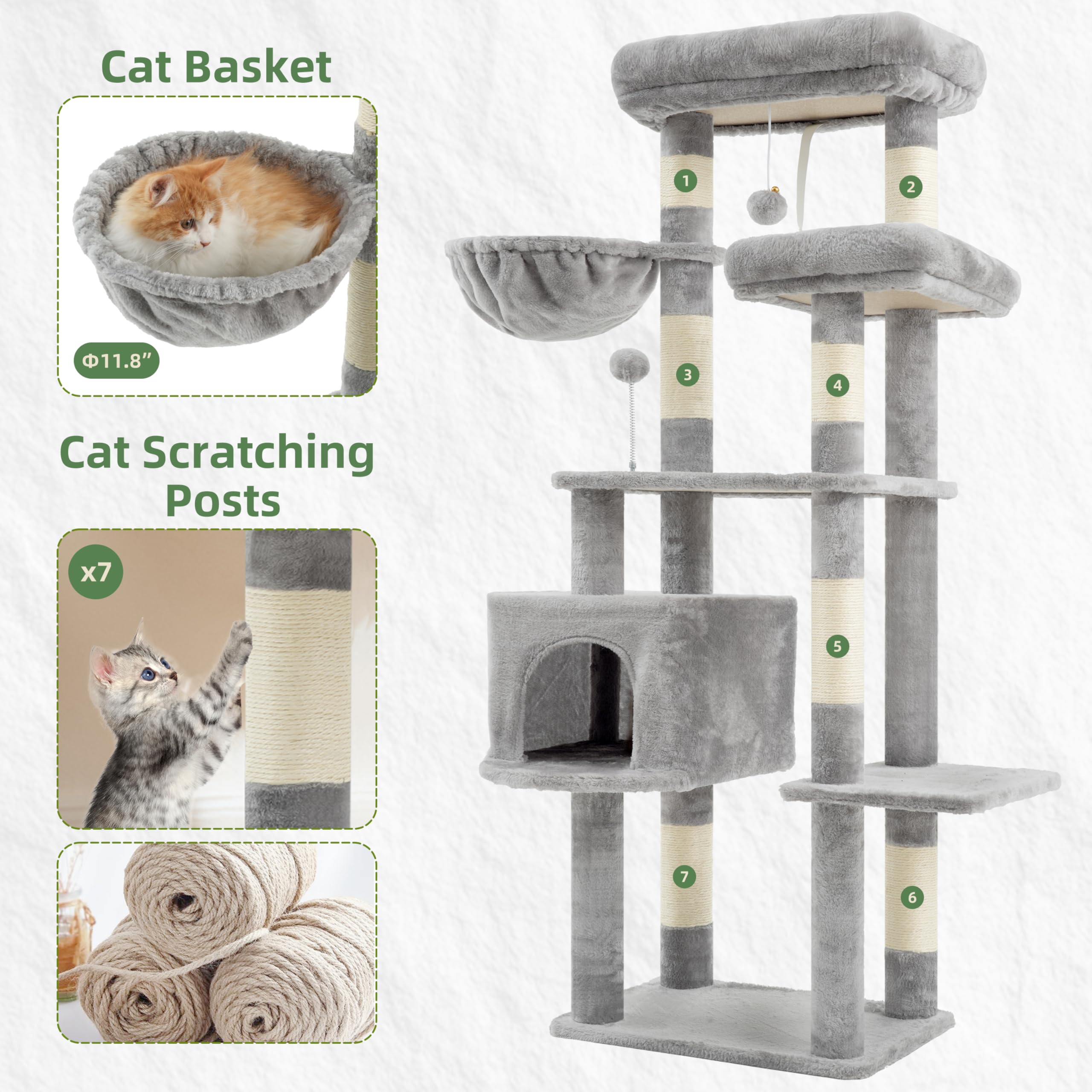 Gitelsnour arbol para gatos percha superior para vigilar la casa.