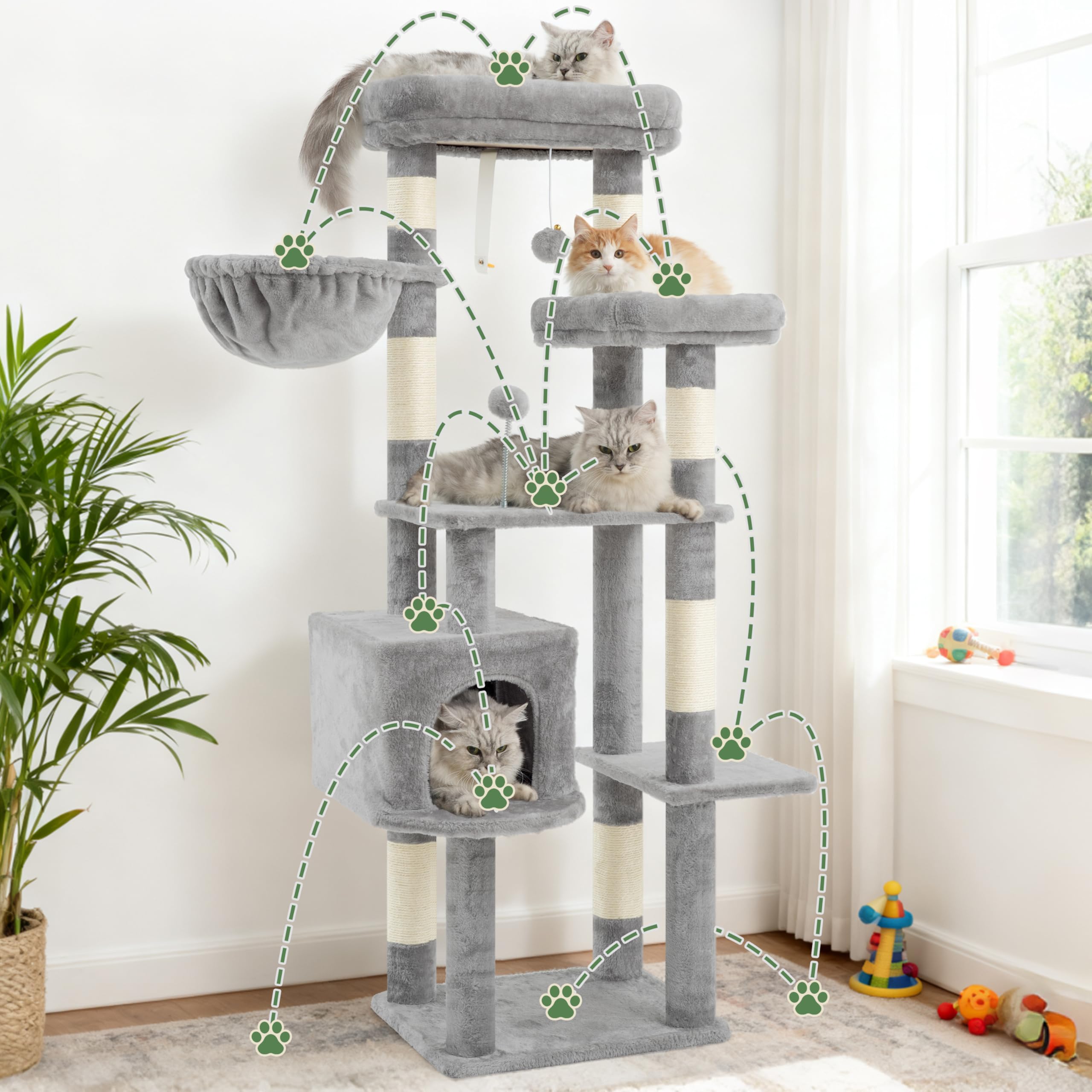 Gitelsnour arbol para gatos percha superior con funda extraíble.