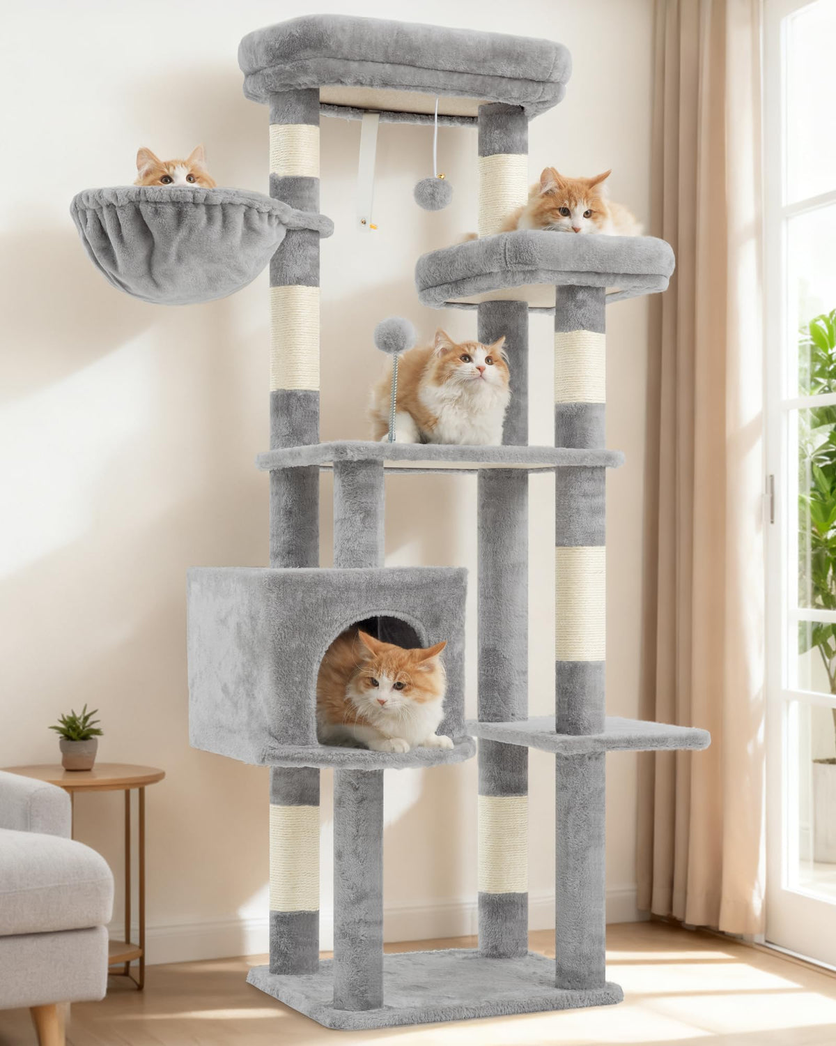 Gitelsnour arbol para gatos con plataforma grande y juguete estimulante.