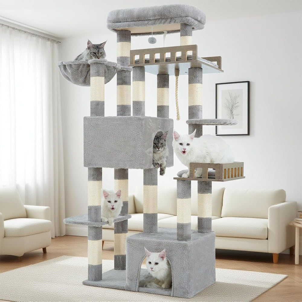 Gitelsnour torre para gatos con dos perchas de madera, ideal para trepar y descansar