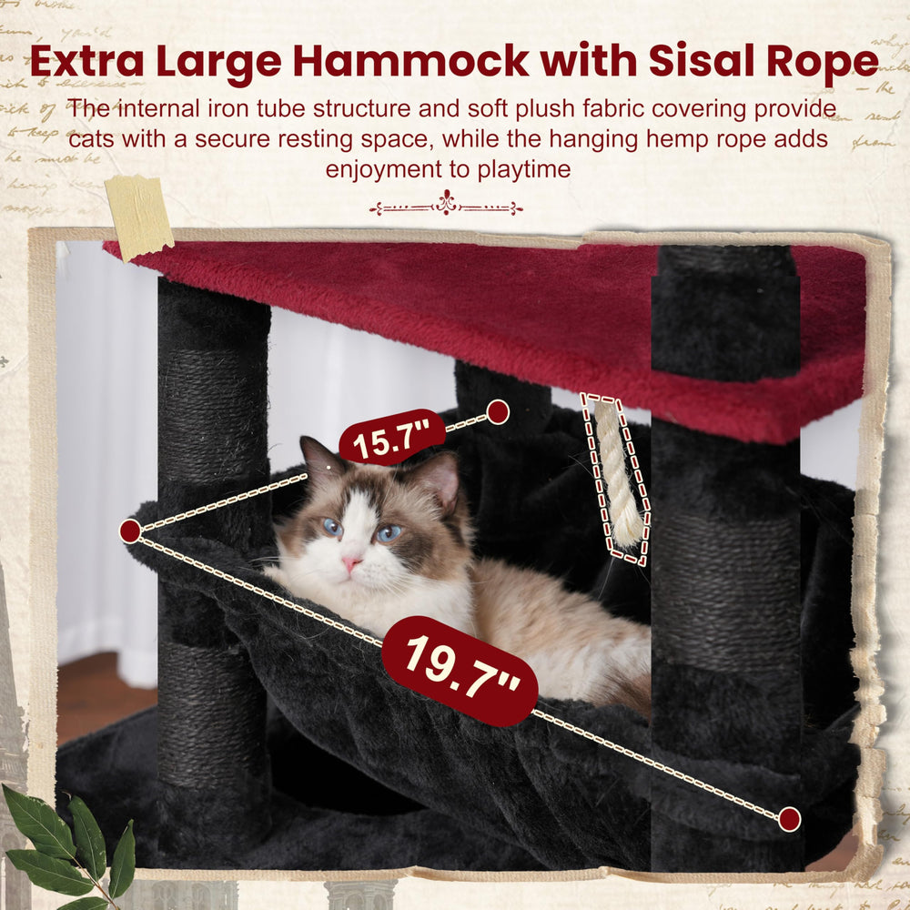 Gitelsnour Gothic arbol gato con cesta hamaca doble para siestas seguras