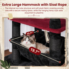 Gitelsnour Gothic arbol gato con cesta hamaca doble para siestas seguras