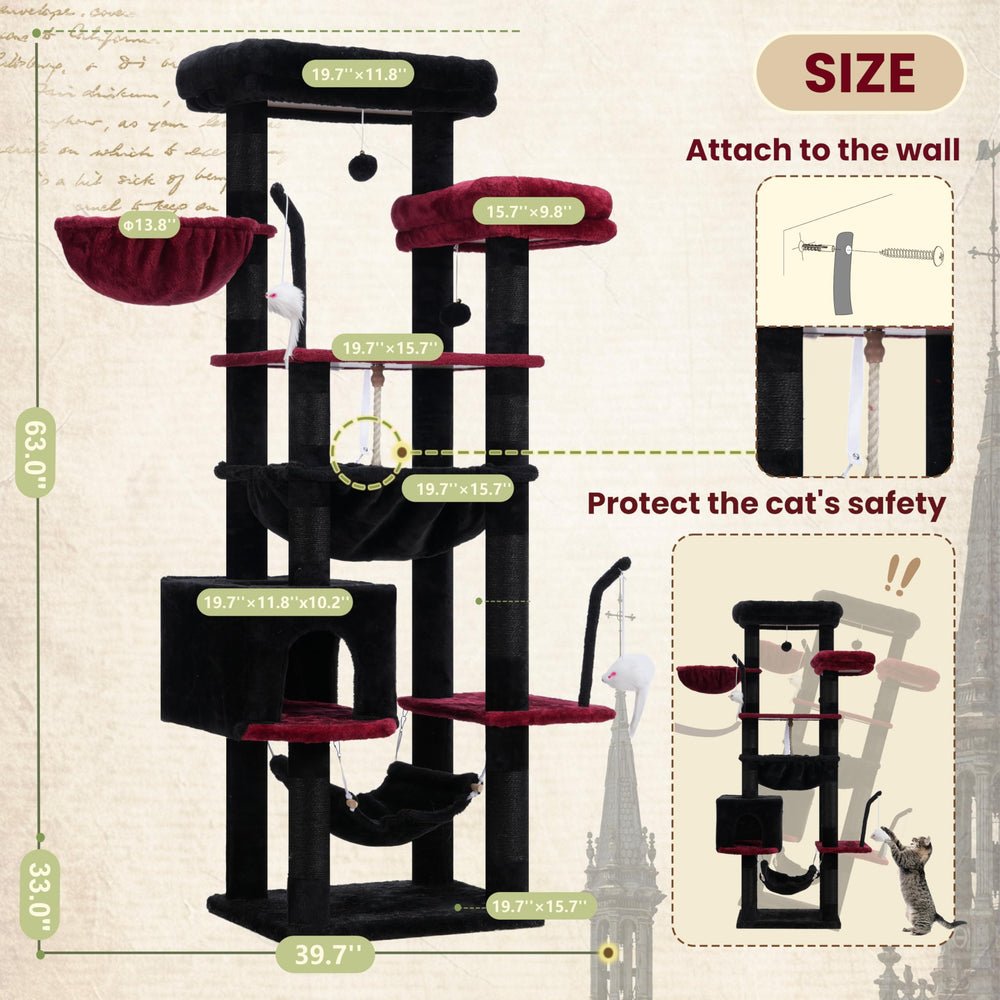 Gitelsnour Gothic arbol gato diseño resistente para gatos grandes