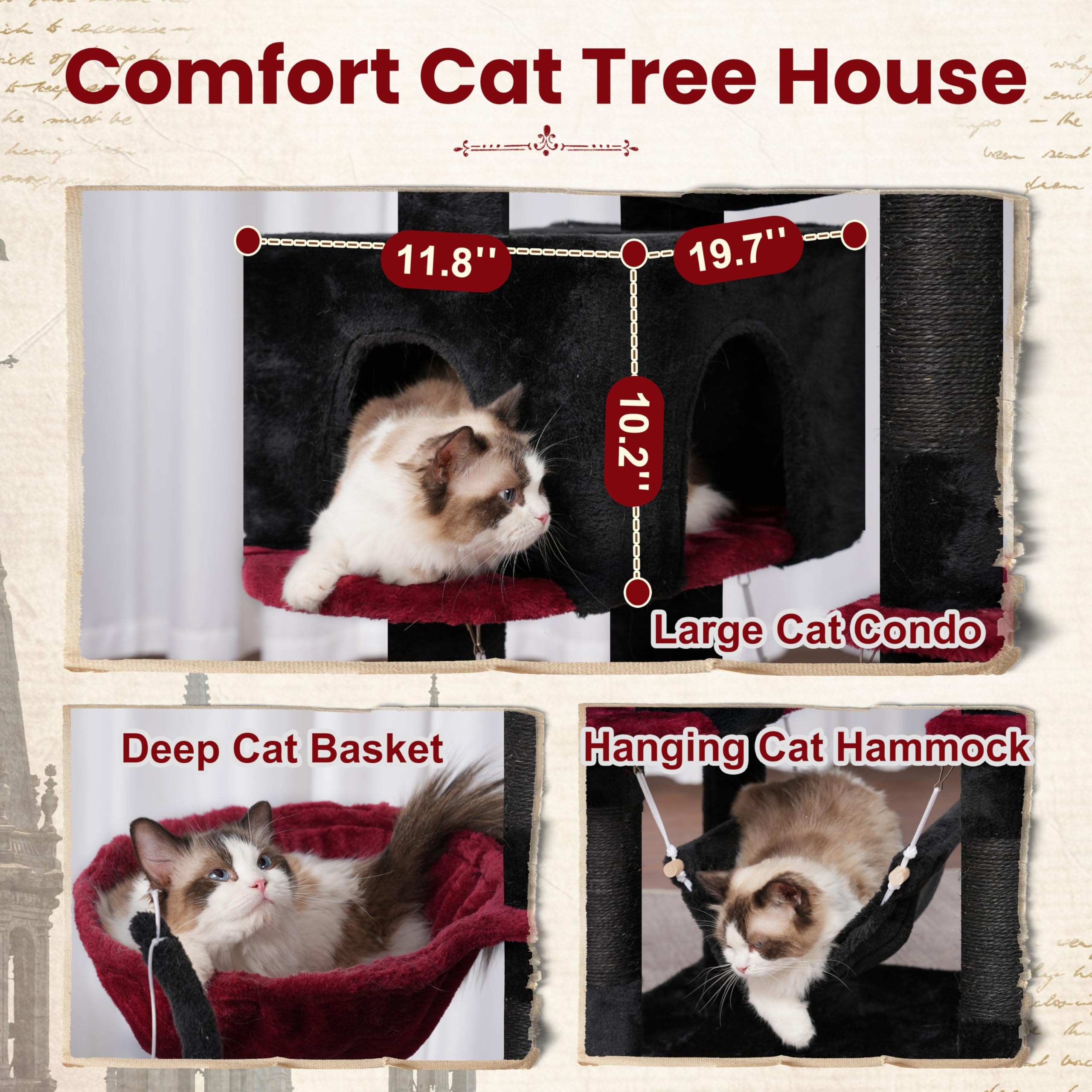 Gitelsnour Gothic arbol gato hamaca mecedora para descanso cómodo