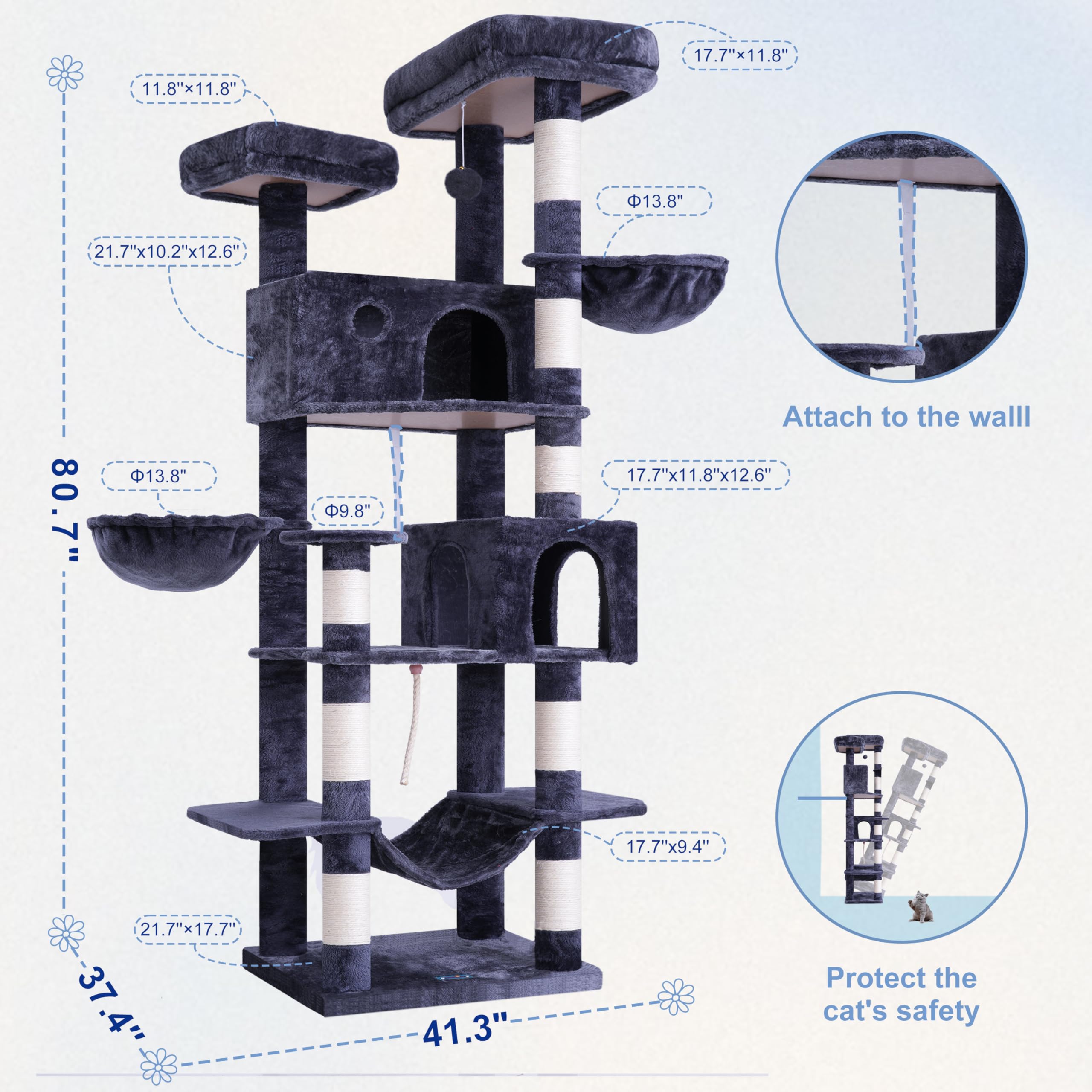 Gitelsnour torre-gatos-diseno-multi-niveles: múltiples niveles para trepar y explorar.