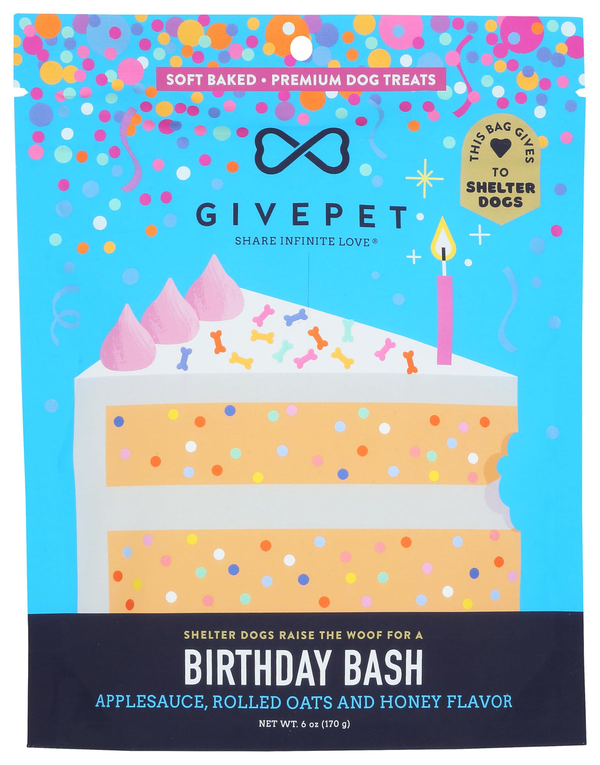 GivePet Birthday Bash galletas para entrenamiento canino de 6oz, refuerzo positivo delicioso.