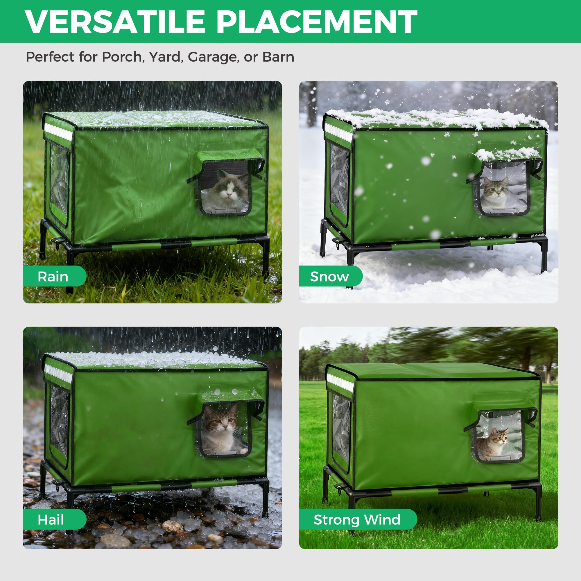GIVFOZAY casa-gato calentada anclajes-patas: base estable incluso con viento