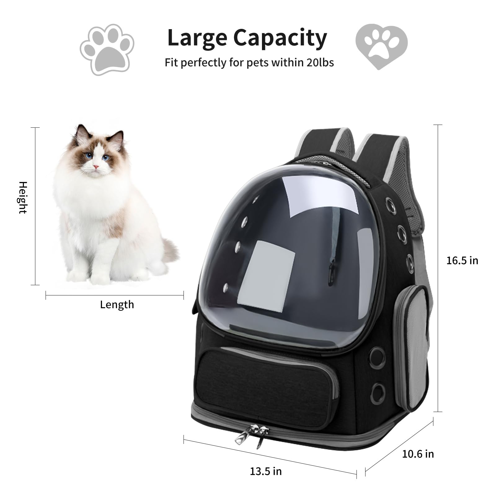 GixDix Mochila para gato con tela Oxford resistente y fácil de limpiar.