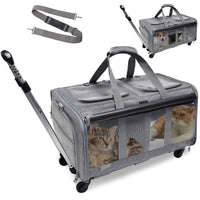 GJEASE transportín para dos gatos con compartimento doble, ideal para viajar.