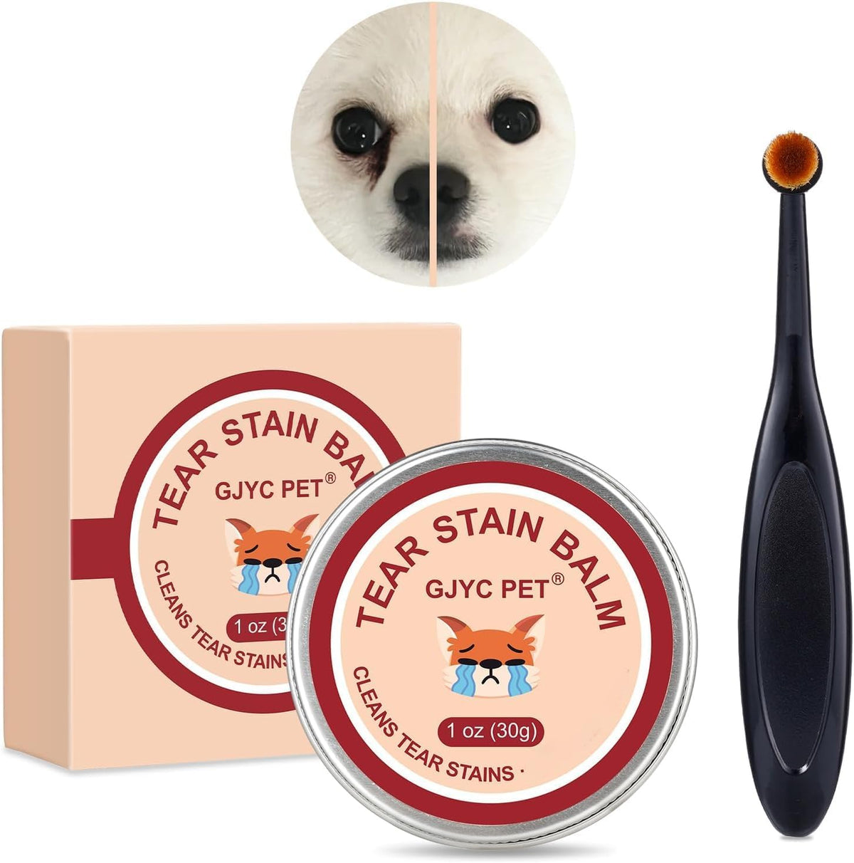 GJYC PET bálsamo para lágrimas: envase de 1 oz para cuidado ocular suave y seguro.