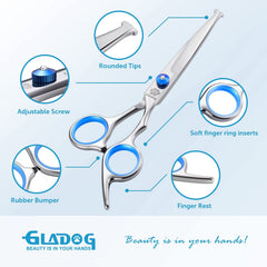 GLADOG tijeras curvas para contorno facial, ideales para zonas sensibles.