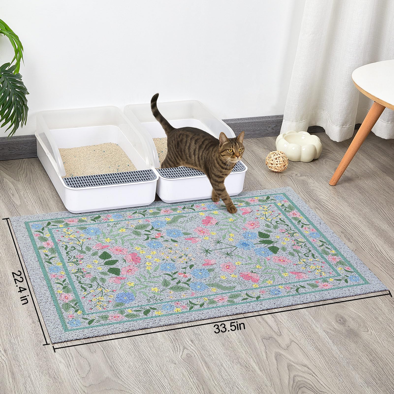 Alfombrilla Glittme para arena de gato, fácil de limpiar para recoger la arena derramada