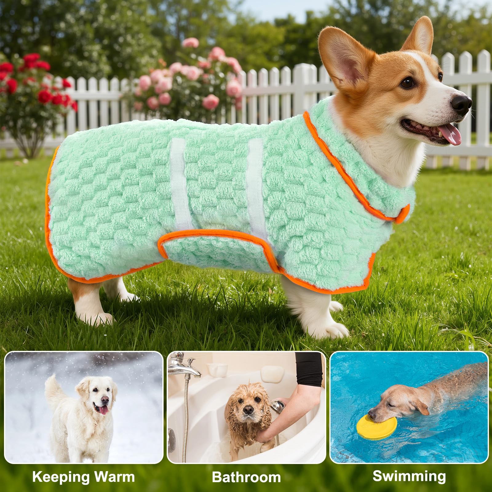 Glittme Dog Bathrobe diseño cálido para días fríos en casa o al exterior.