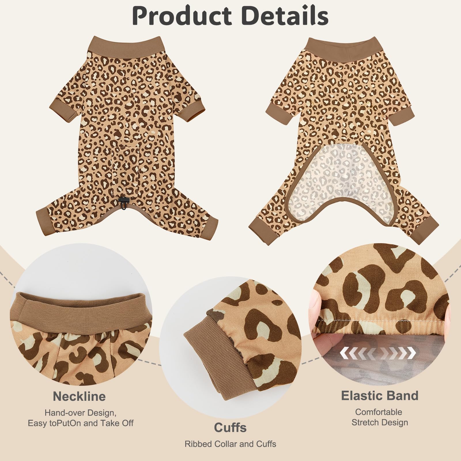 Pijama elástica de Glittme para perro pequeño, fácil de colocar