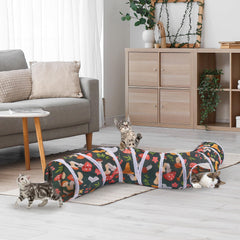 Glittme túnel para gatos con ratón juguete, anima la interacción y la caza simulada.