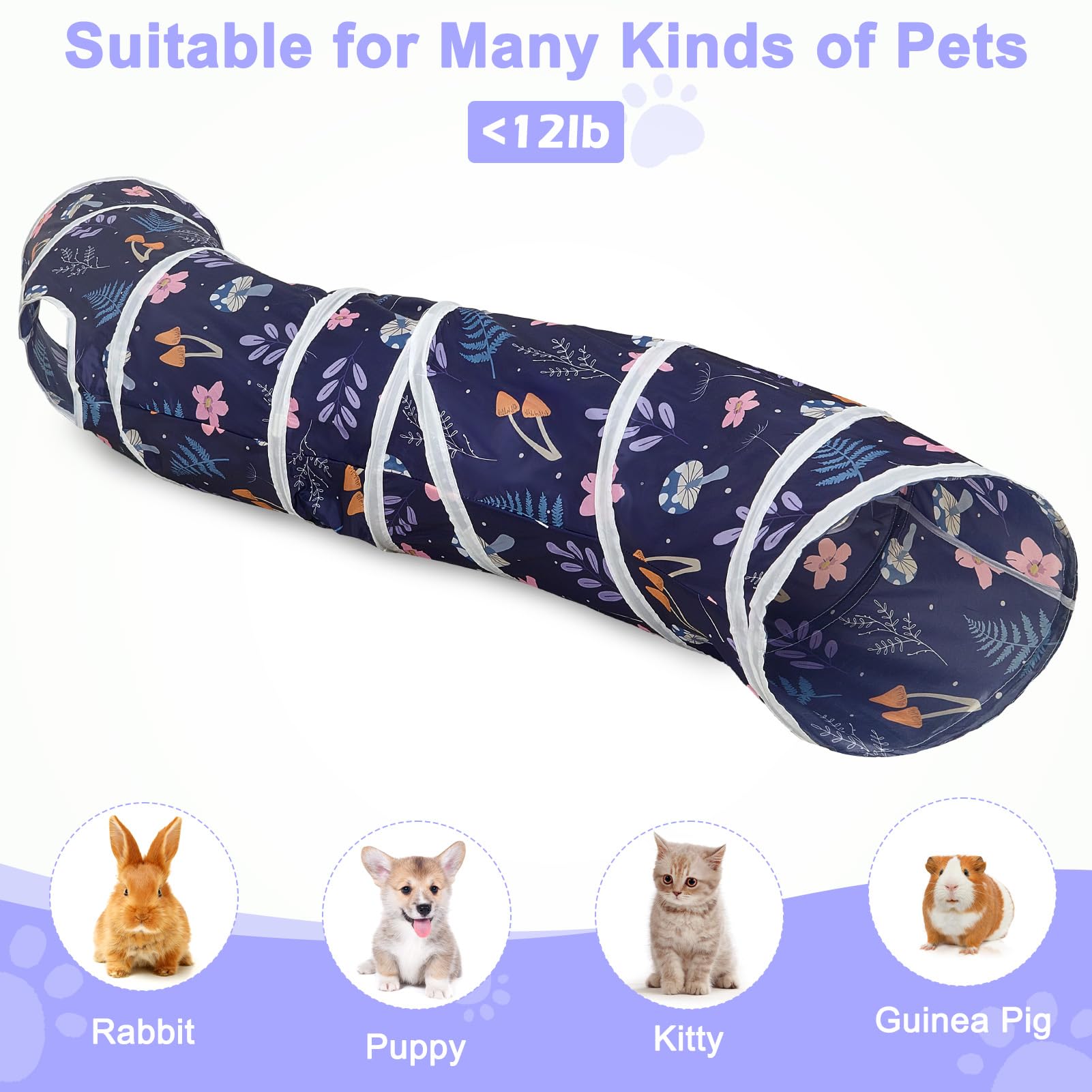 Mascotas para interiores: túnel Glittme para gatos y pequeños roedores.