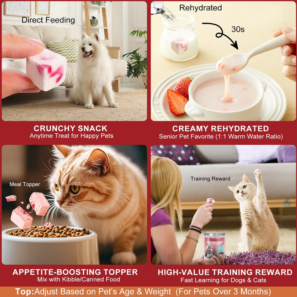 Globalpaw cuatro usos prácticos como premio, topping y entrenamiento.